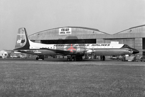 N124SW, Canadair CL-44D,  Seaboard World Airlines, Heathrow